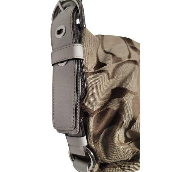 Coach Signature F15068 Canvas Hobo Shoulder Bag Beige & Brown - Picture 6 of 16